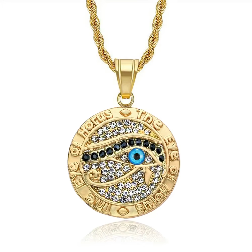 Collier avec pendentif et chaîne œil d'horus en acier inoxydable