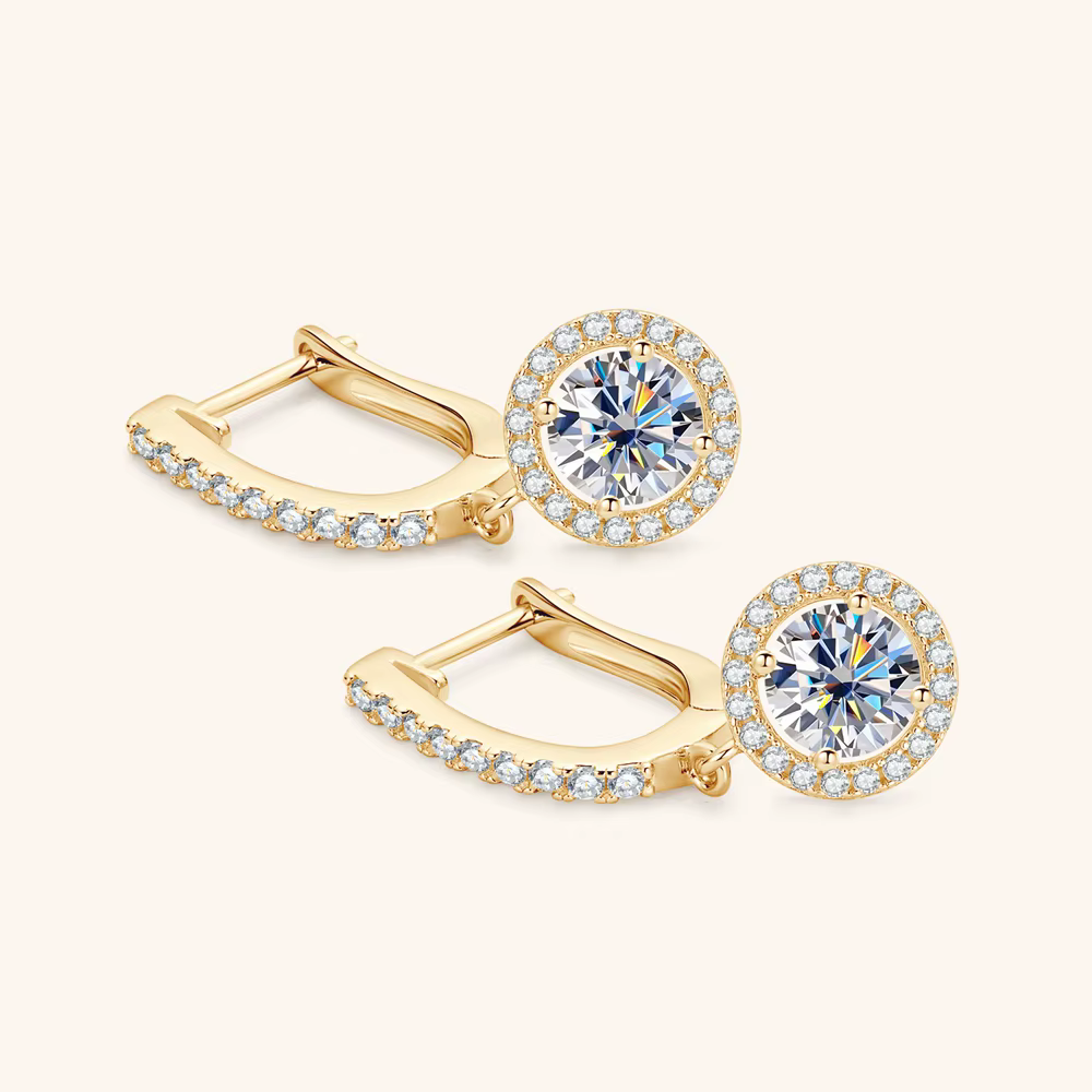 Vinregem GRA 3EX VVS1 D couleur coupe ronde 6.5MM vrais diamants Moissanite pierres précieuses boucles d'oreilles goutte solide 925 en argent Sterling bijoux fins
