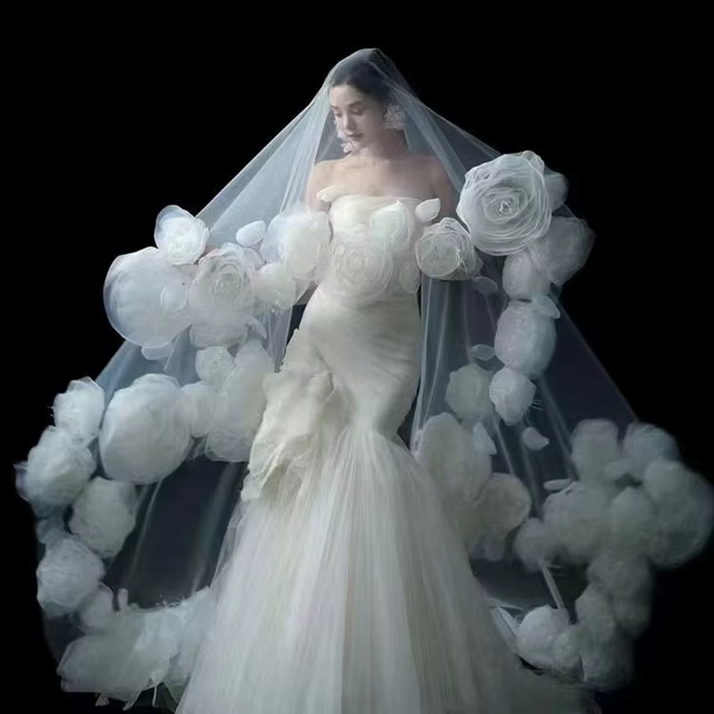 Voile de mariée Vintage de 3 mètres de long x 2