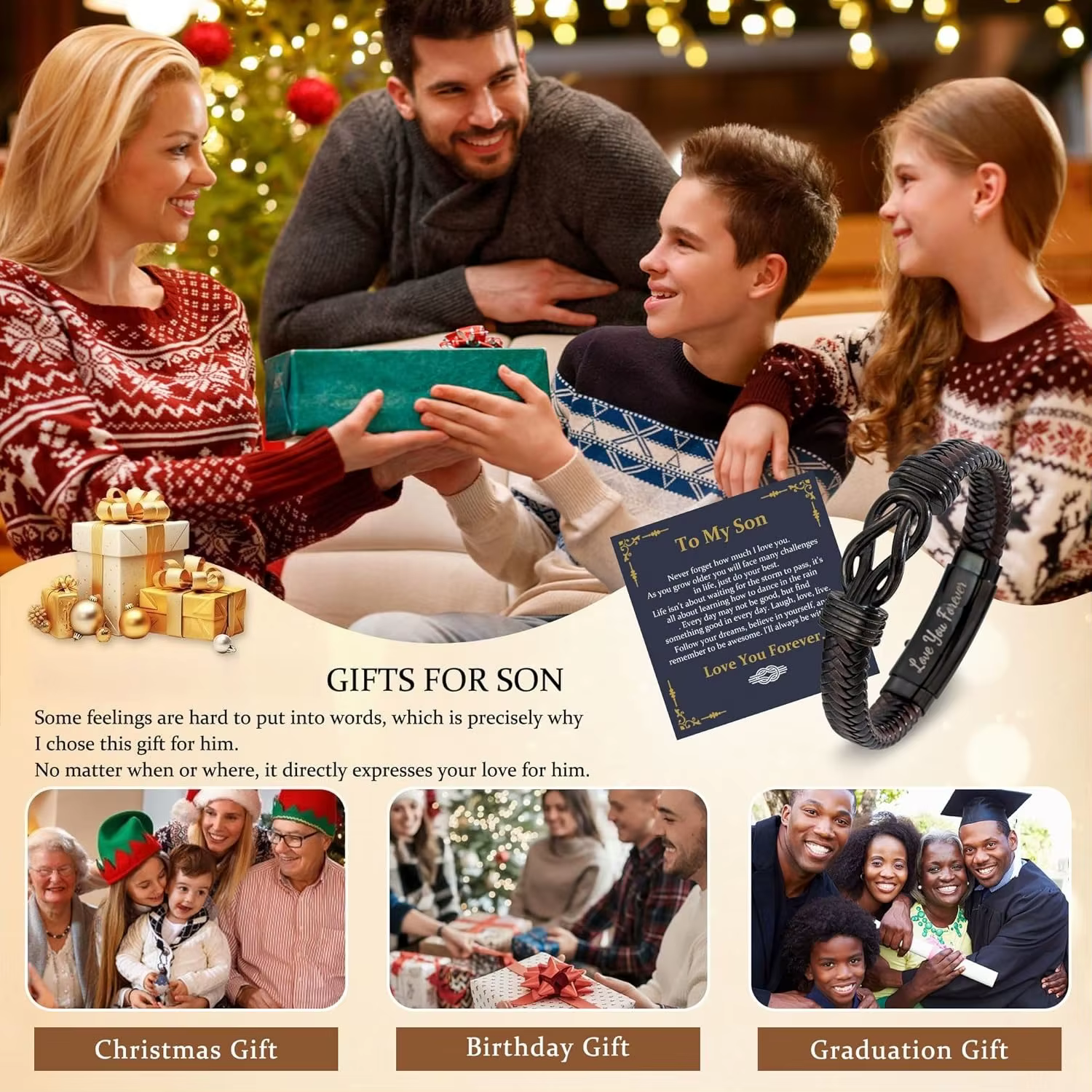 Cadeaux pour hommes Bracelet noeud cadeau de Noël