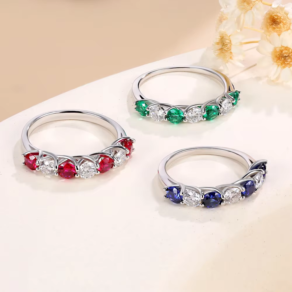 3.5mm laboratoire émeraude bague de mariage Moissanite