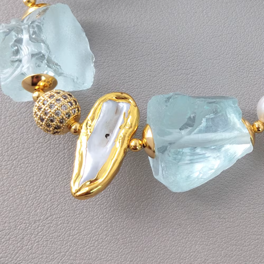 Y·YING – ensemble de boucles d'oreilles et bracelet en perles baroques blanches véritables