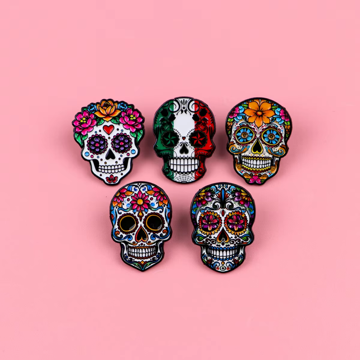 Broches en émail crâne mexicain