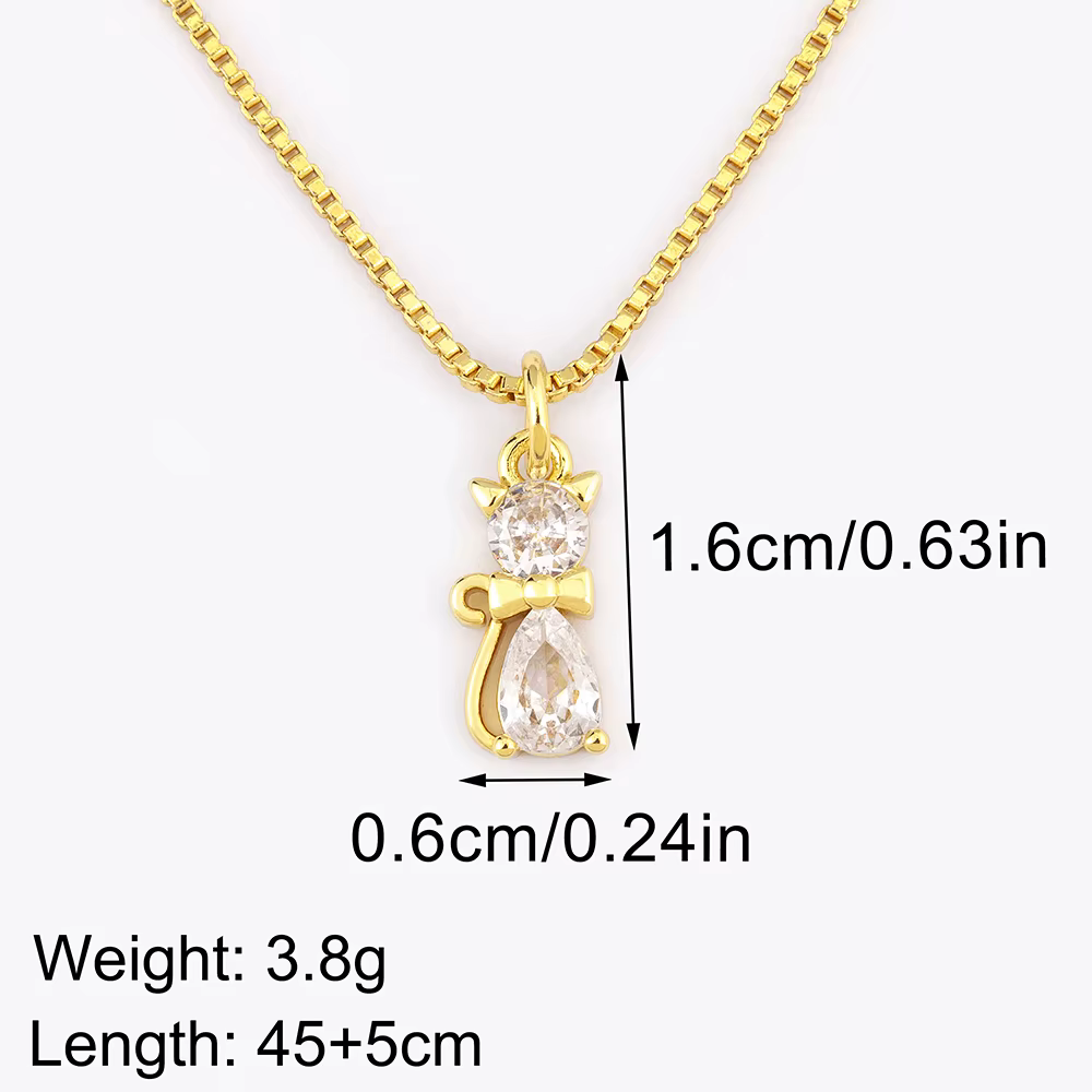 Collier pendentif en forme de chat pour femme