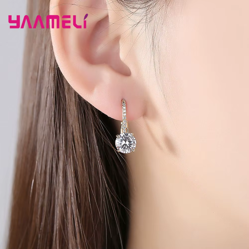 Brillant 925 bijoux en argent Sterling boucles d'oreilles cristal autrichien pavé femmes oreille décoration jaune or couleur Pendientes offre spéciale