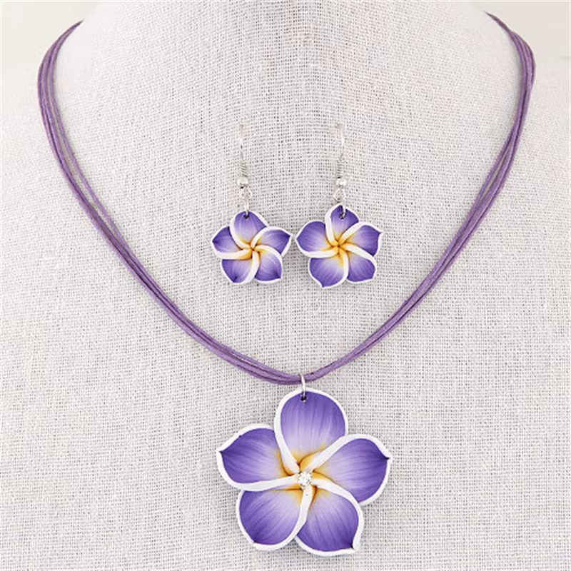 Nouvel ensemble de bijoux bohèmes tressés à grandes fleurs pour femmes