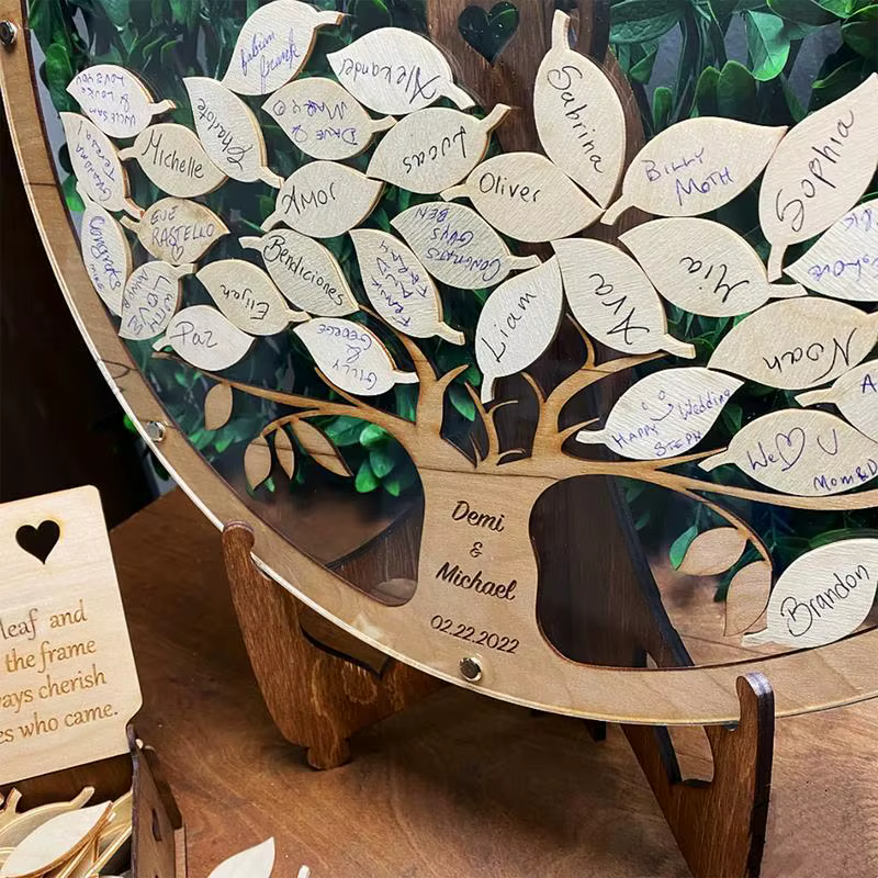 Livre d'or en bois de feuille de saule