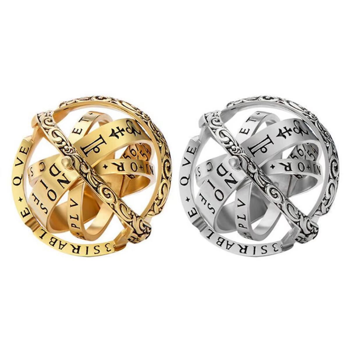 Cool astronomique B tous les anneaux pour femmes hommes créatif complexe rotatif cosmique bague bijoux mode Couple