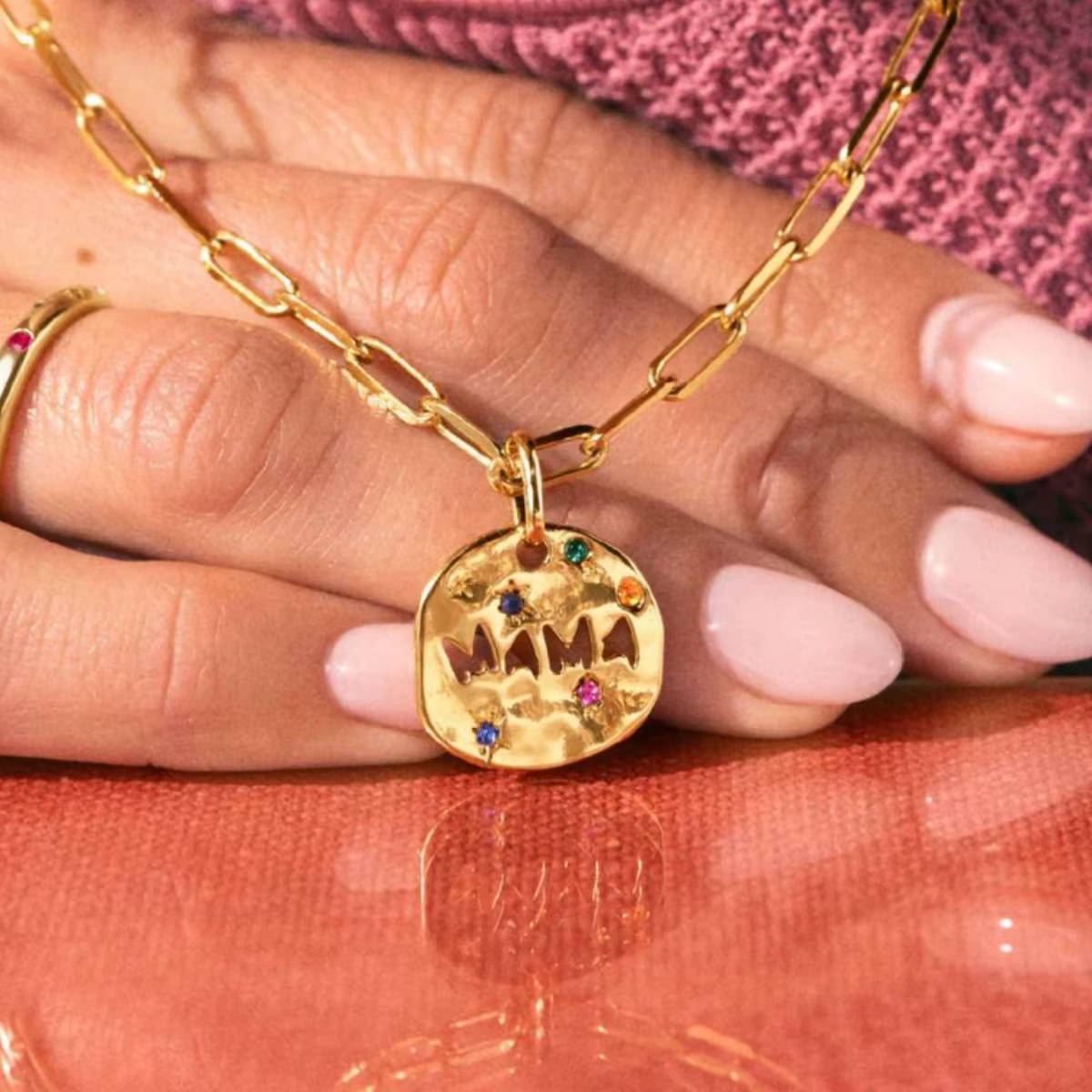 Fête des mères MAMA collier cadeau irrégulier circulaire gardien pendentif