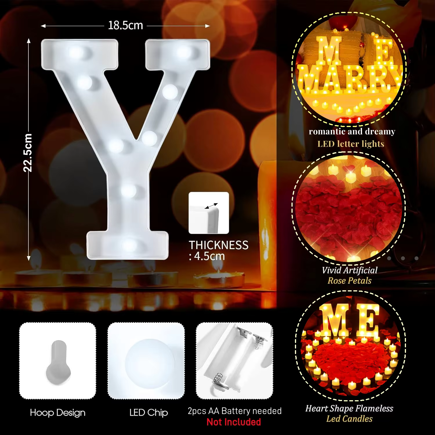 Kit de lettres lumineuses Marry Me
