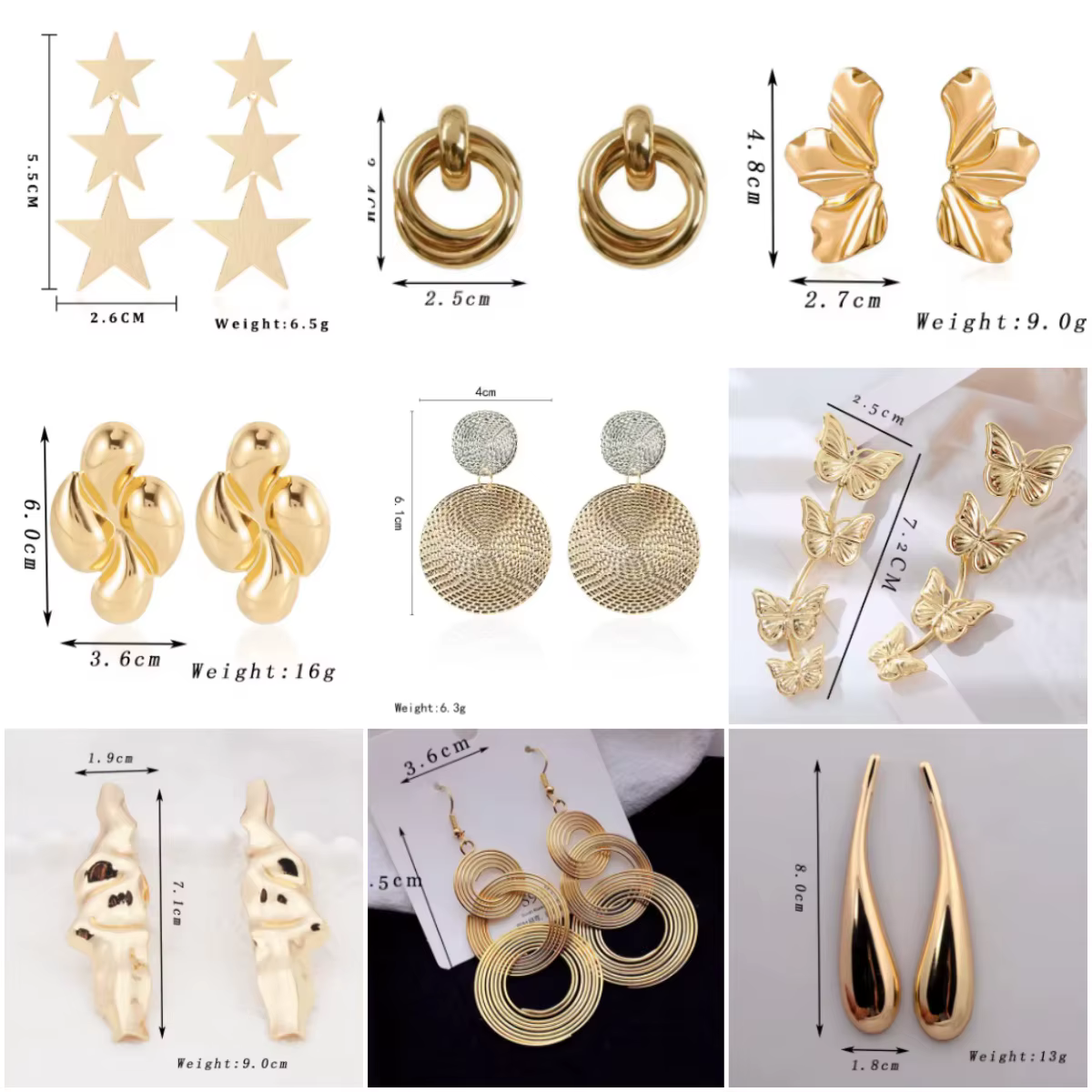 Boucles d'oreilles en métal pour femmes
