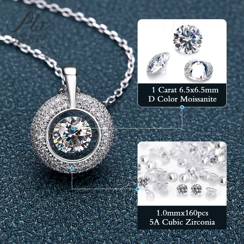 Collier rond délicat avec pendentif Moissanite en argent sterling 925 plaqué or ​ Accessoires de cou esthétiques