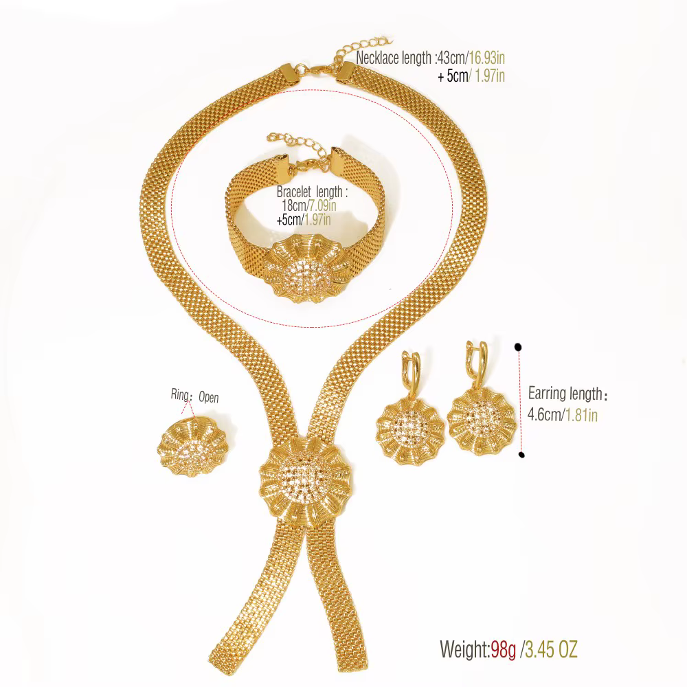 GZJPEI 2025 nouveau Dudai femmes ensemble de bijoux brillant zircon cubique haute qualité 18K plaqué or