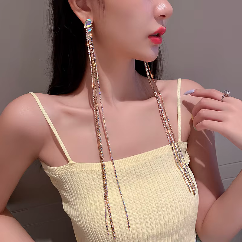 Boucles d'oreilles géométriques colorées en strass DREJEW pour femmes