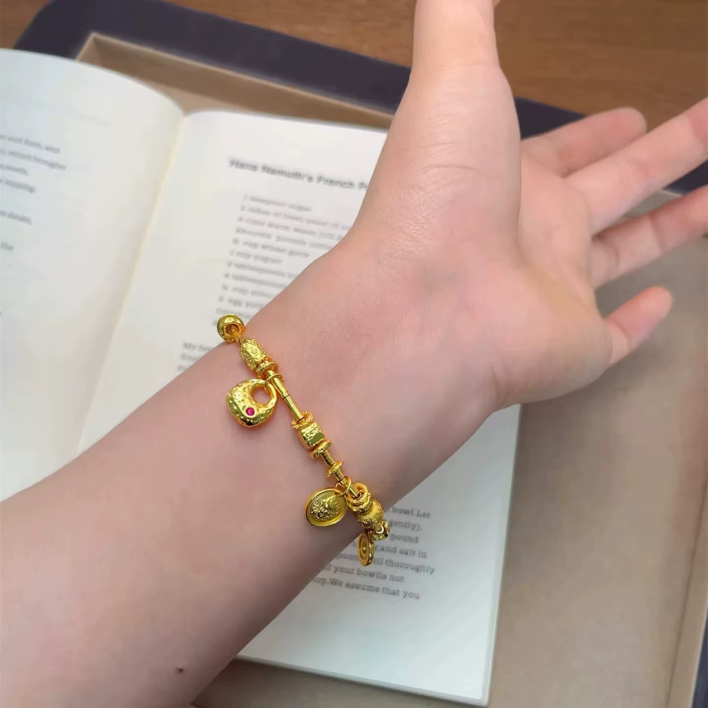 Bracelet Ins rétro plaqué or véritable