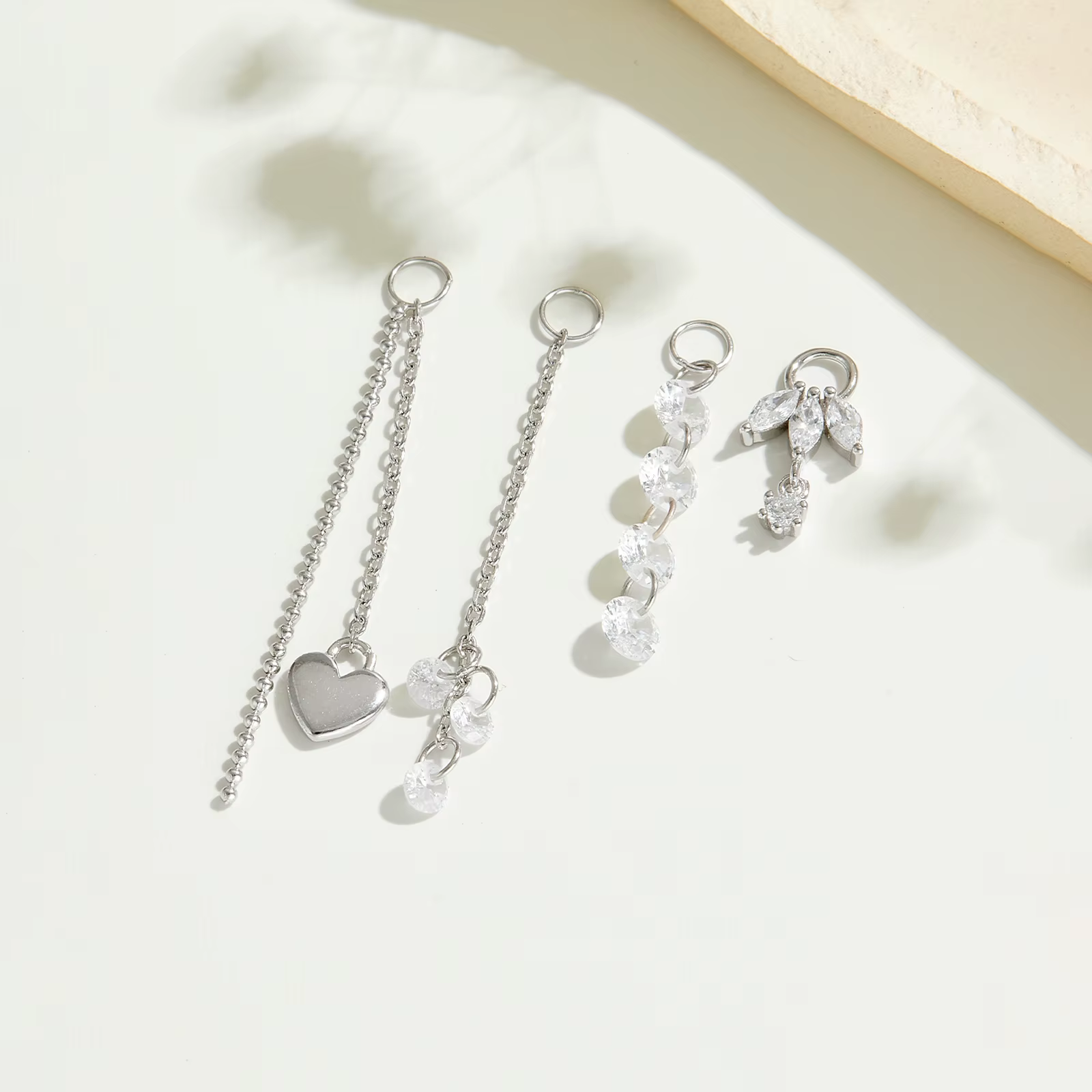 ANDYWEN Boucles d'oreilles pendantes en argent sterling 925 avec zircon scintillant en forme de marquise et rond