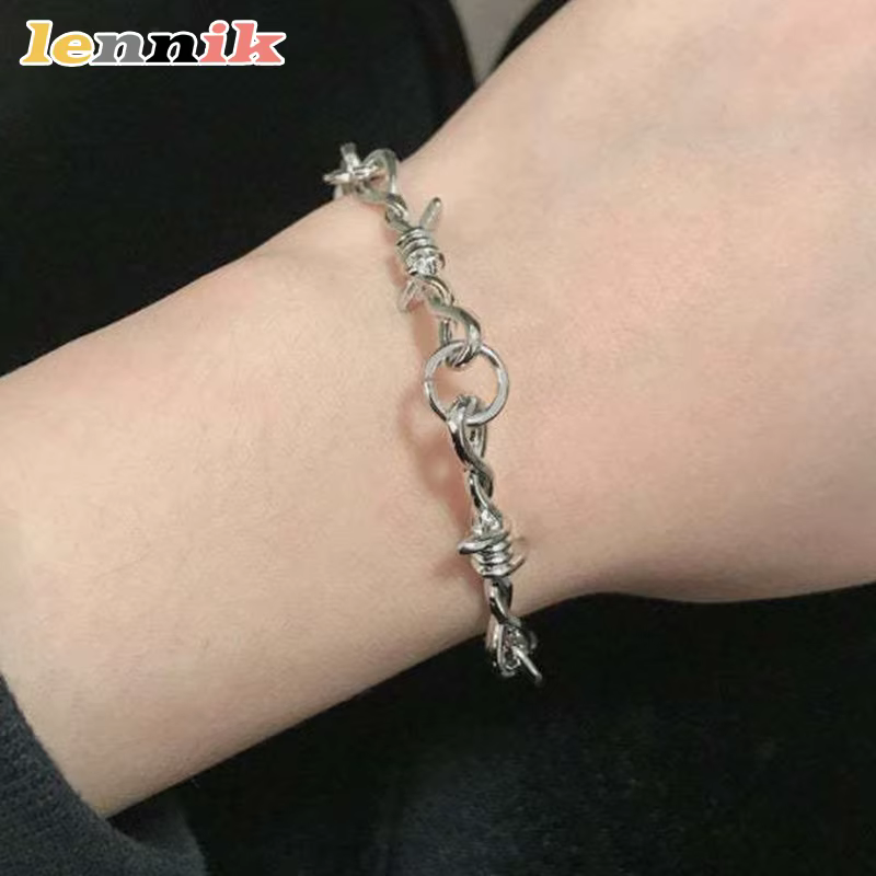 Bijoux LENNIK, collier chaîne en fil barbelé de style gothique punk hip-hop