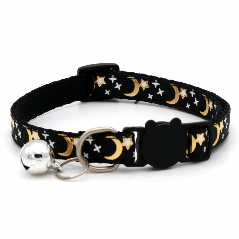 Collier de chat avec cloche dessin animé étoile lune chien chiot chaton
