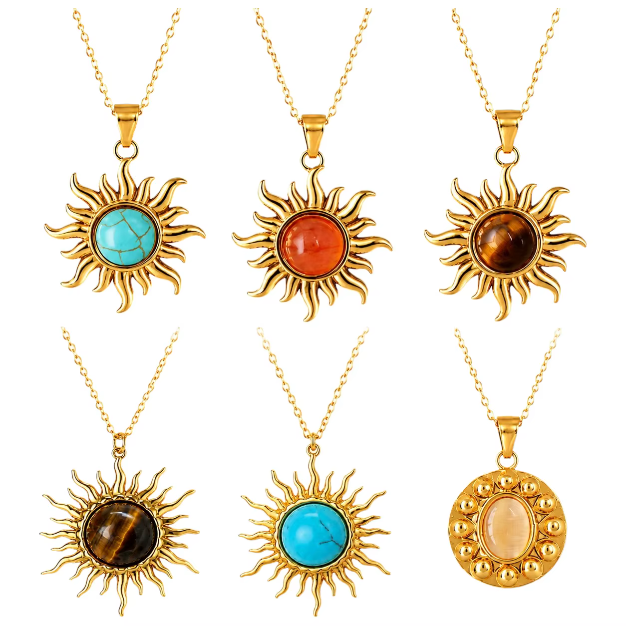 Collier de luxe en acier inoxydable motif tournesol