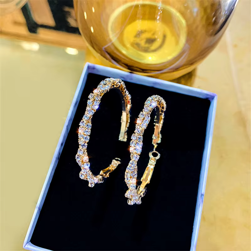 Boucles d'oreilles rondes en cristal pour femmes