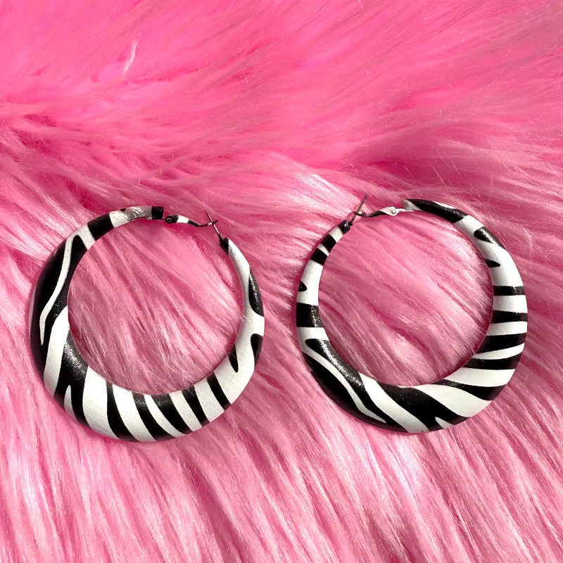 Y2K – boucles d'oreilles géométriques à rayures zébrées pour femmes