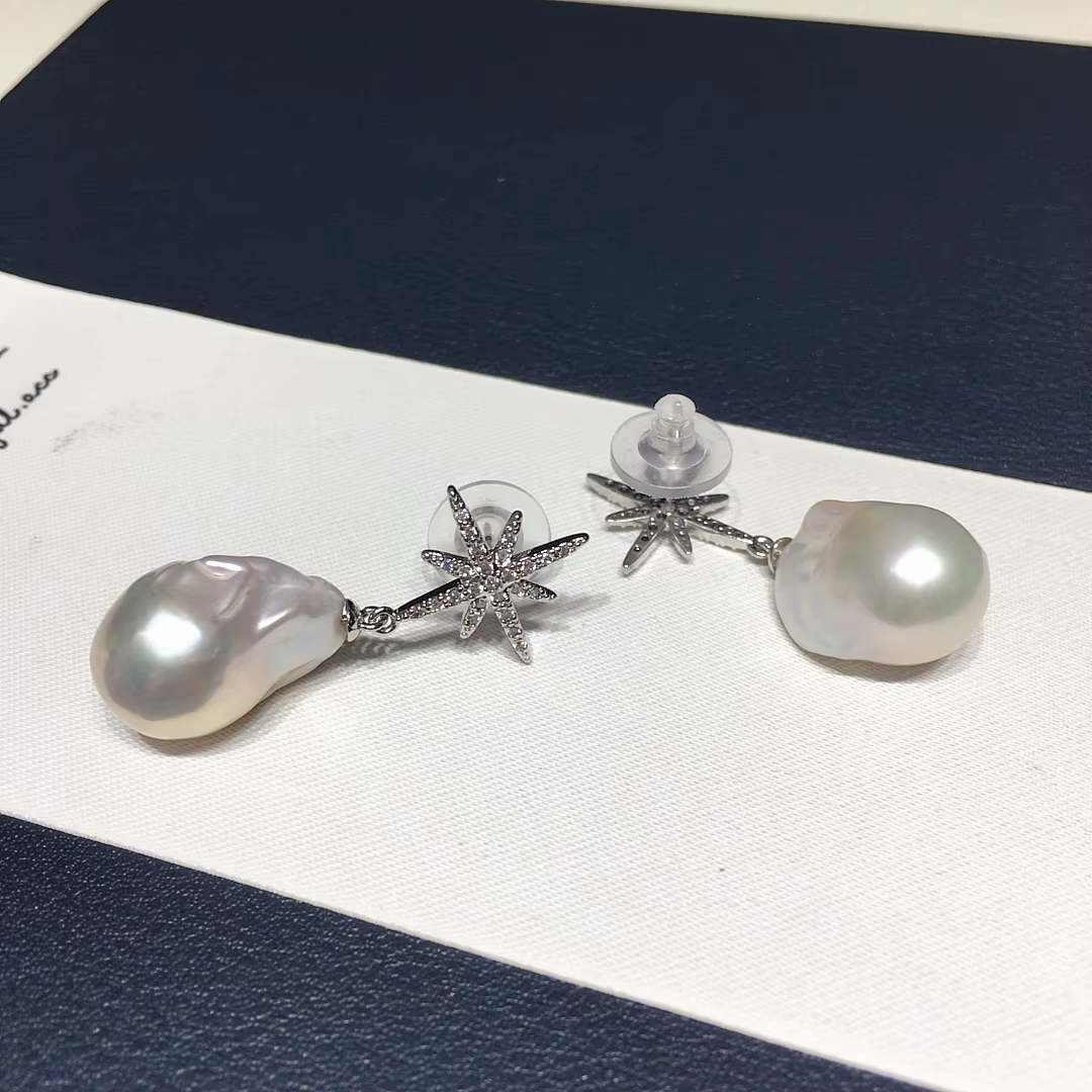 ZHBORUINI – boucles d'oreilles baroques en perles d'eau douce