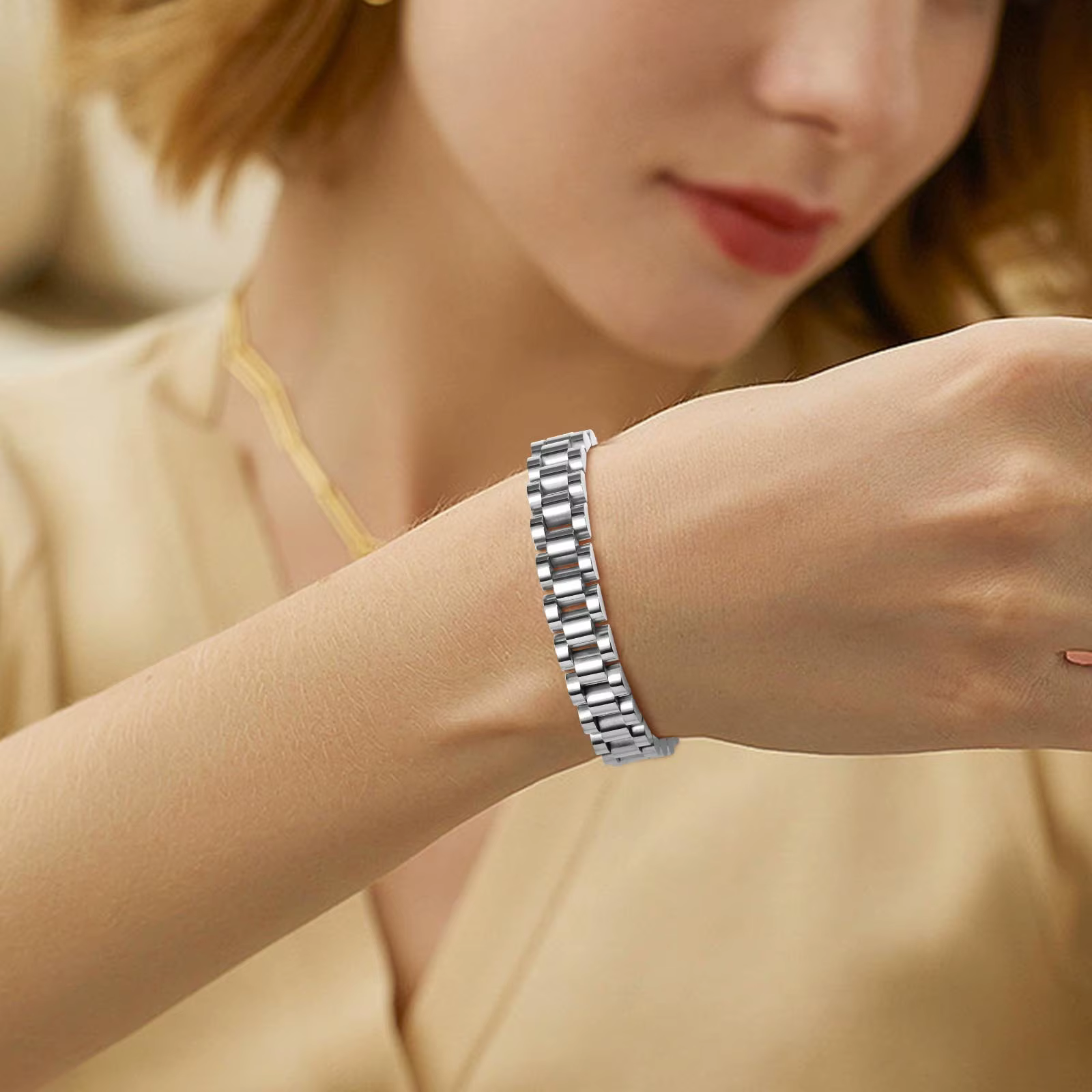 Bracelet-montre de luxe en acier inoxydable pour hommes et femmes
