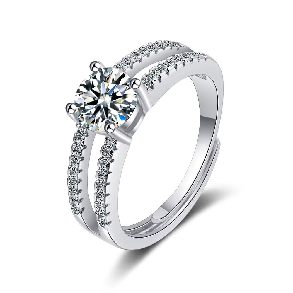 Bagues de fiançailles réglables en argent Sterling 925 pour femmes