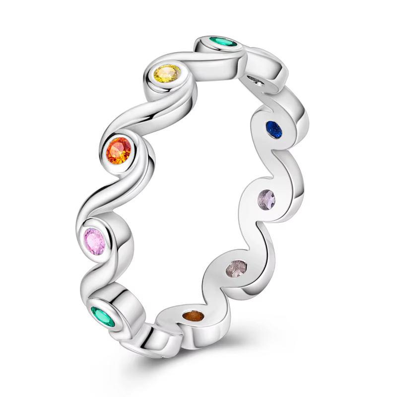 Bague originale en argent Sterling 925 avec fil scintillant pour femmes et filles