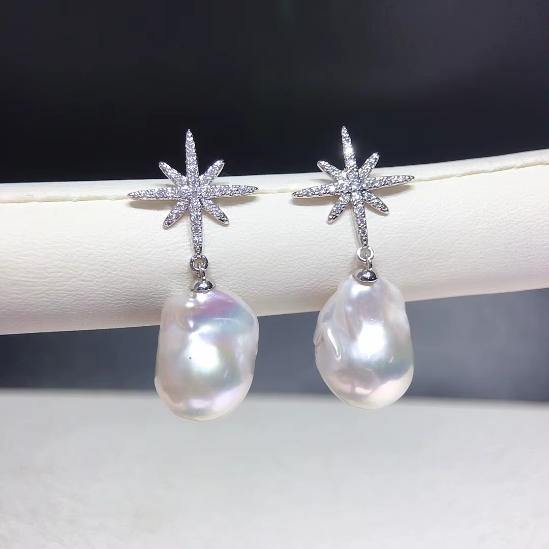 ZHBORUINI – boucles d'oreilles baroques en perles d'eau douce