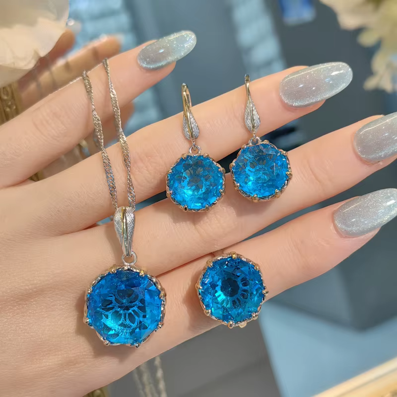 Ensemble de bijoux en imitation de jade naturel de style ancien pour femmes - Bagues