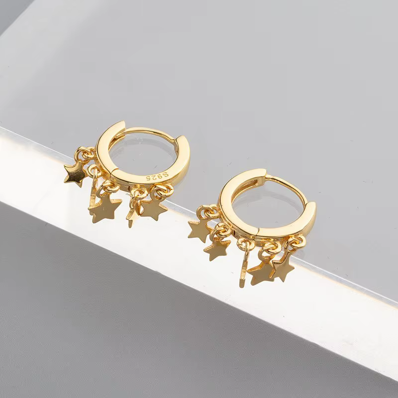 Boucles d'oreilles pendantes à pampilles étoiles plaquées or 18 carats pour femmes