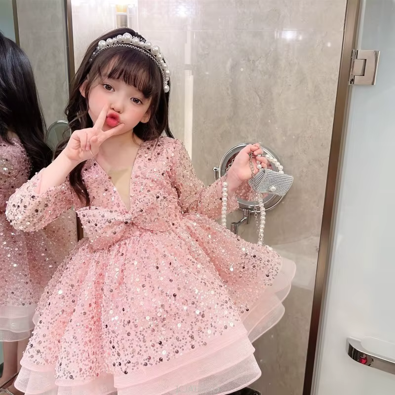 Robe de mariage à paillettes pour filles