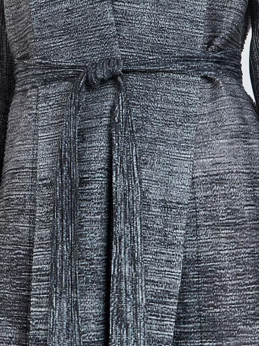 Abaya plissé dégradé gris noir