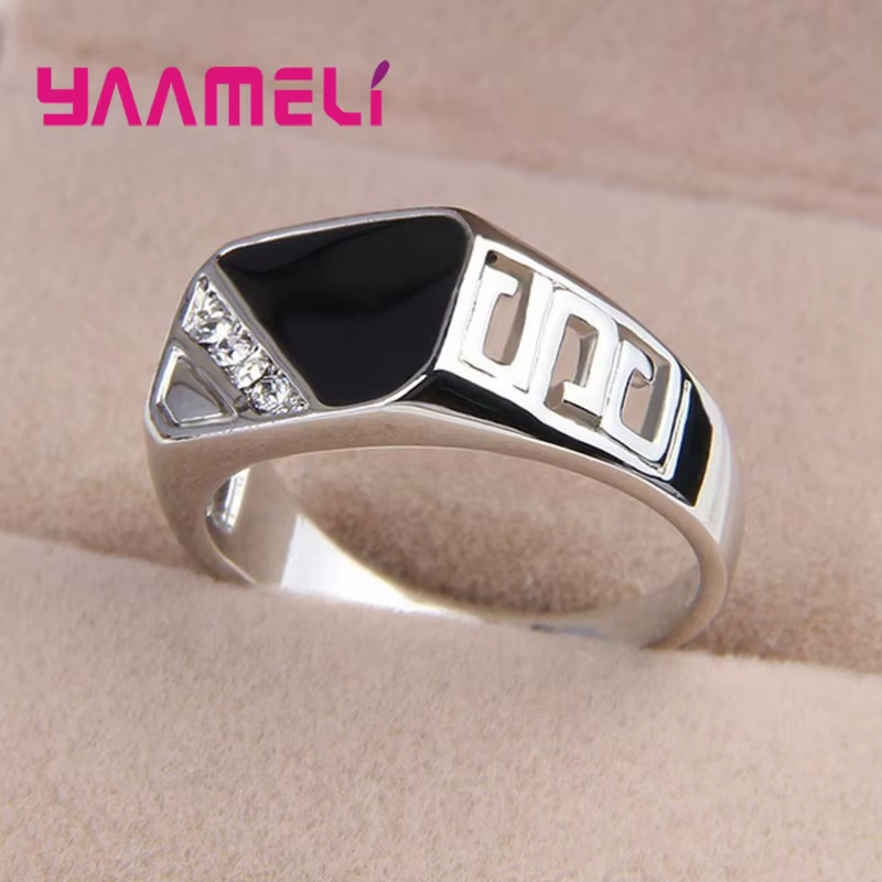 Bague à large bande en argent regardé 925 pour homme