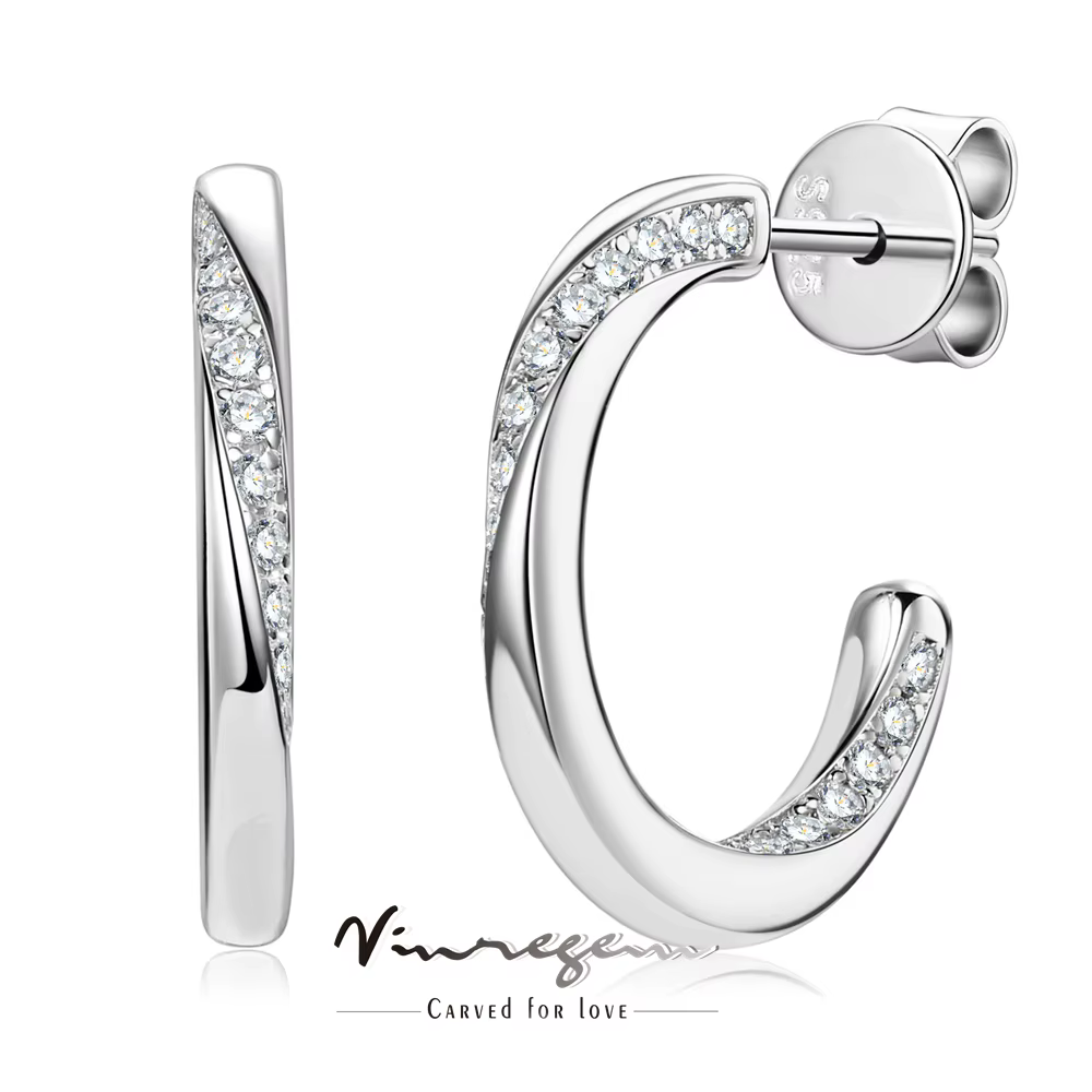 Vinregem 3EX VVS1 D couleur véritable Moissanite diamants pierres précieuses boucles d'oreilles clous 925 en argent Sterling bijoux fins avec GRA vente en gros