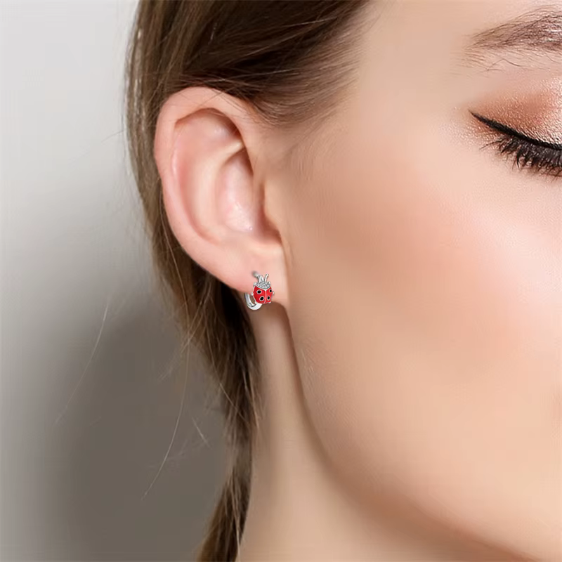 Boucles d'oreilles coccinelle en argent 925