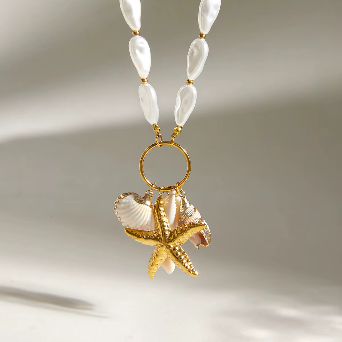 Nouveau Collier Pendentif Étoile de Mer Naturelle pour Femme