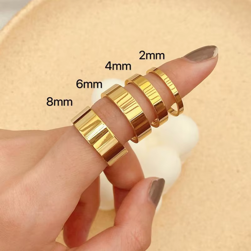 Bague en acier inoxydable plaqué or 18 carats pour femmes