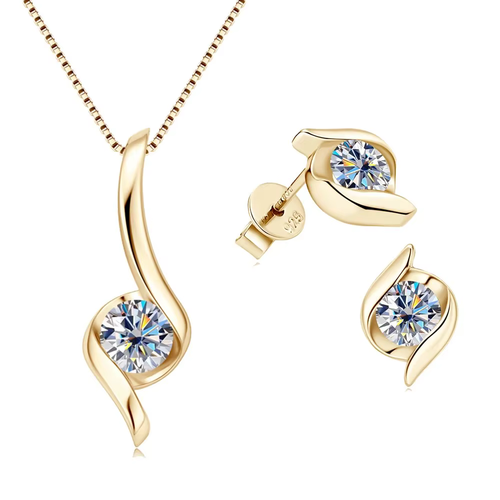 Ensemble de bijoux en argent Sterling 925 véritable Moissanite pour femmes