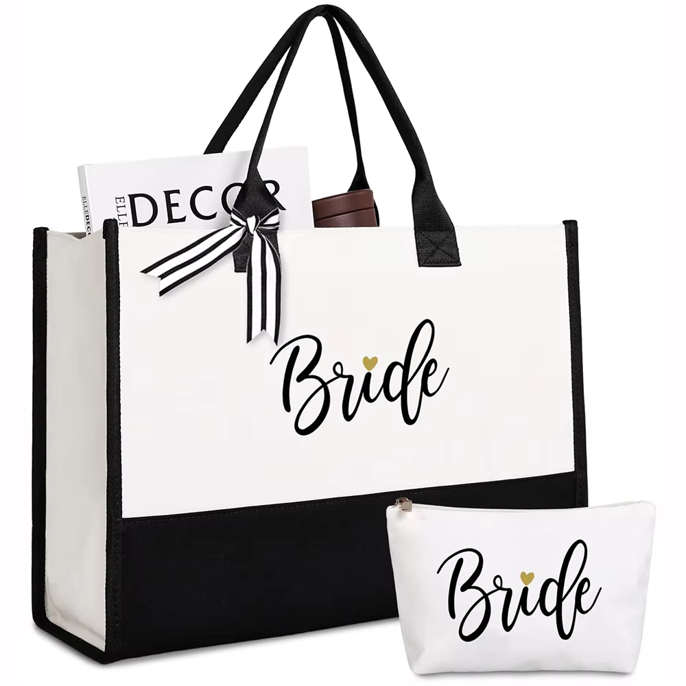 Sac fourre-tout et trousse de maquillage pour mariée