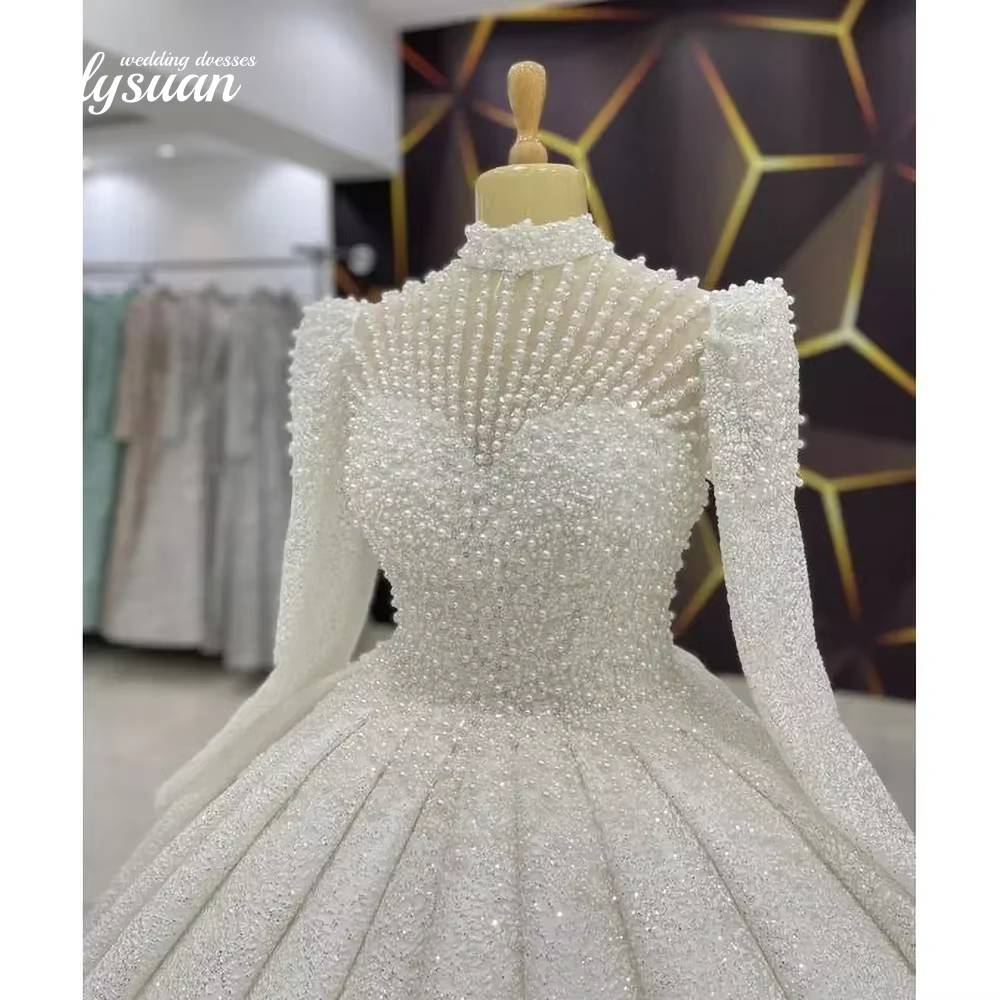 Robes de mariée personnalisées en perles blanches