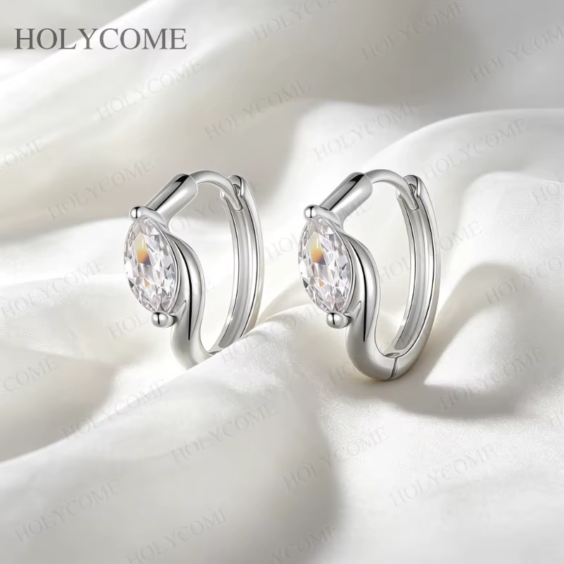 Boucles d'oreilles créoles en moissanite pour femme, en argent sterling S925, bijoux élégants et polyvalents, avec diamants en moissanite
