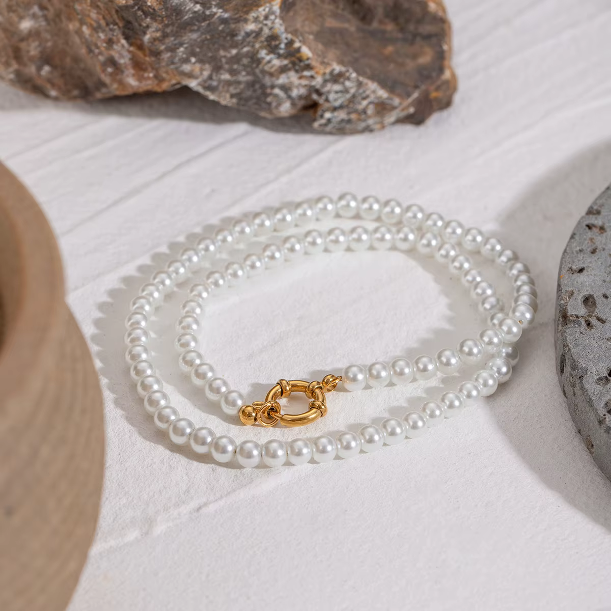 Collier de perles de verre rondes pour femme