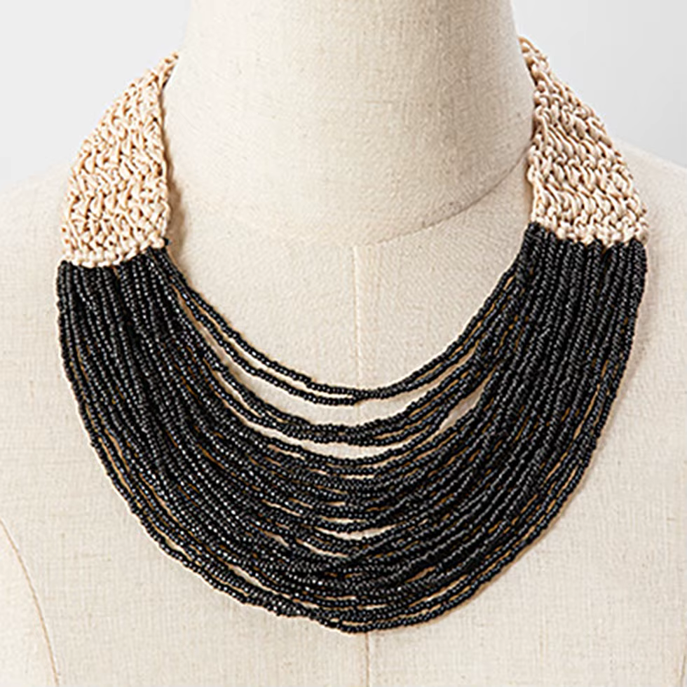 KAYMEN mode fait à la main petits brins de perles collier déclaration bohême