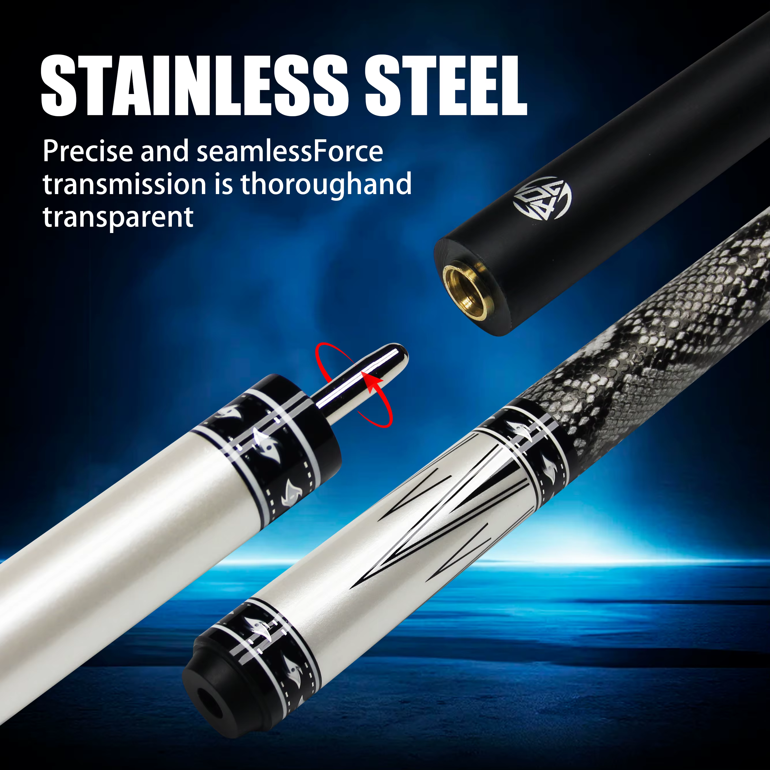 Queue de billard Viper en fibre de carbone – Joint en acier inoxydable