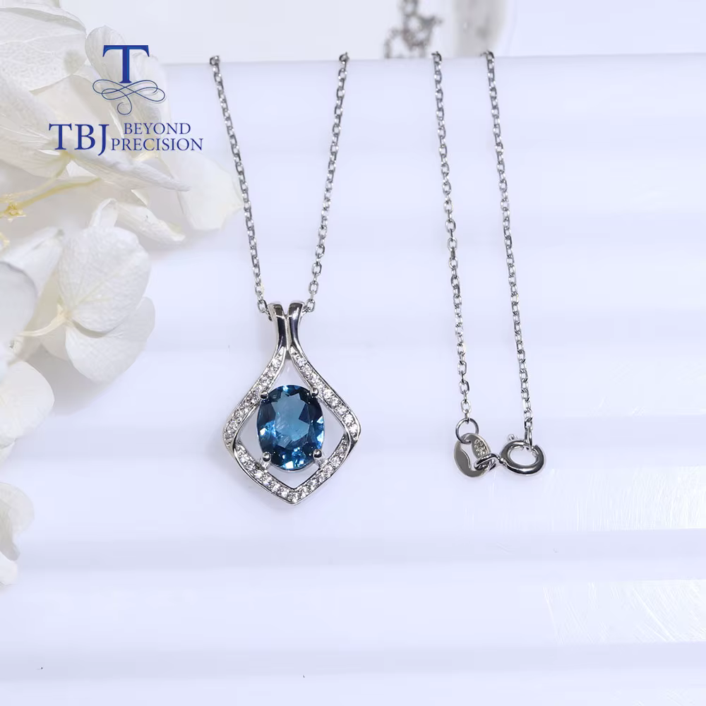 Collier de pierres précieuses en argent 925 pour femme