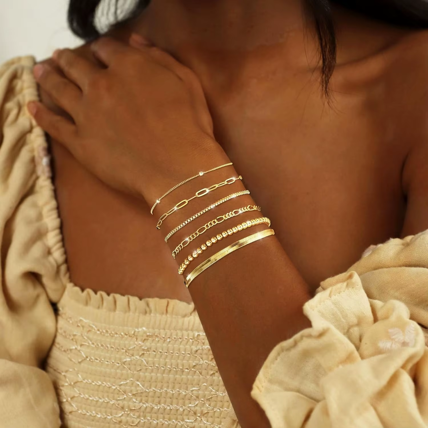 Ensemble de bijoux plaqués or 14 carats pour femme