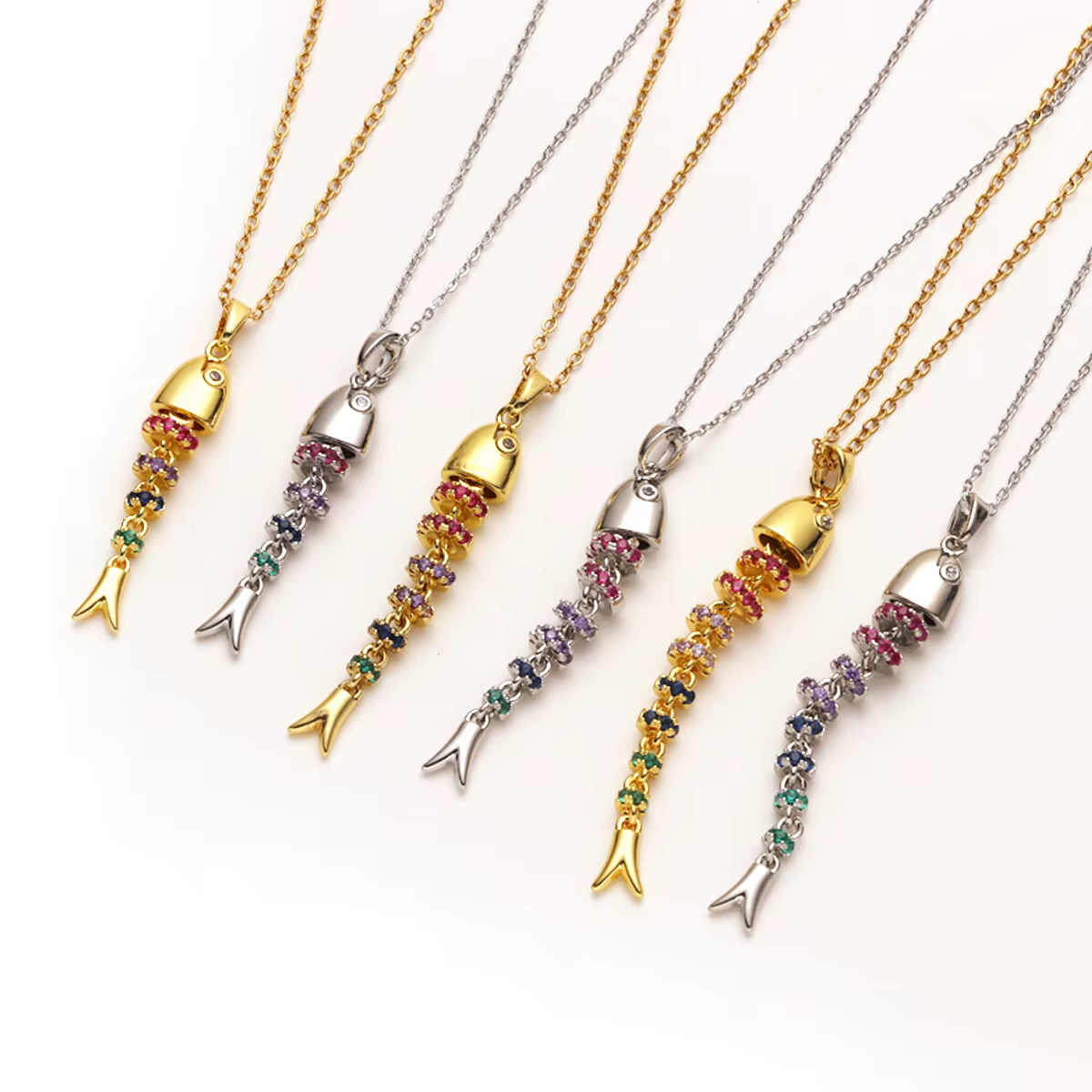Collier avec pendentif poisson en Zircon coloré scintillant pour femmes
