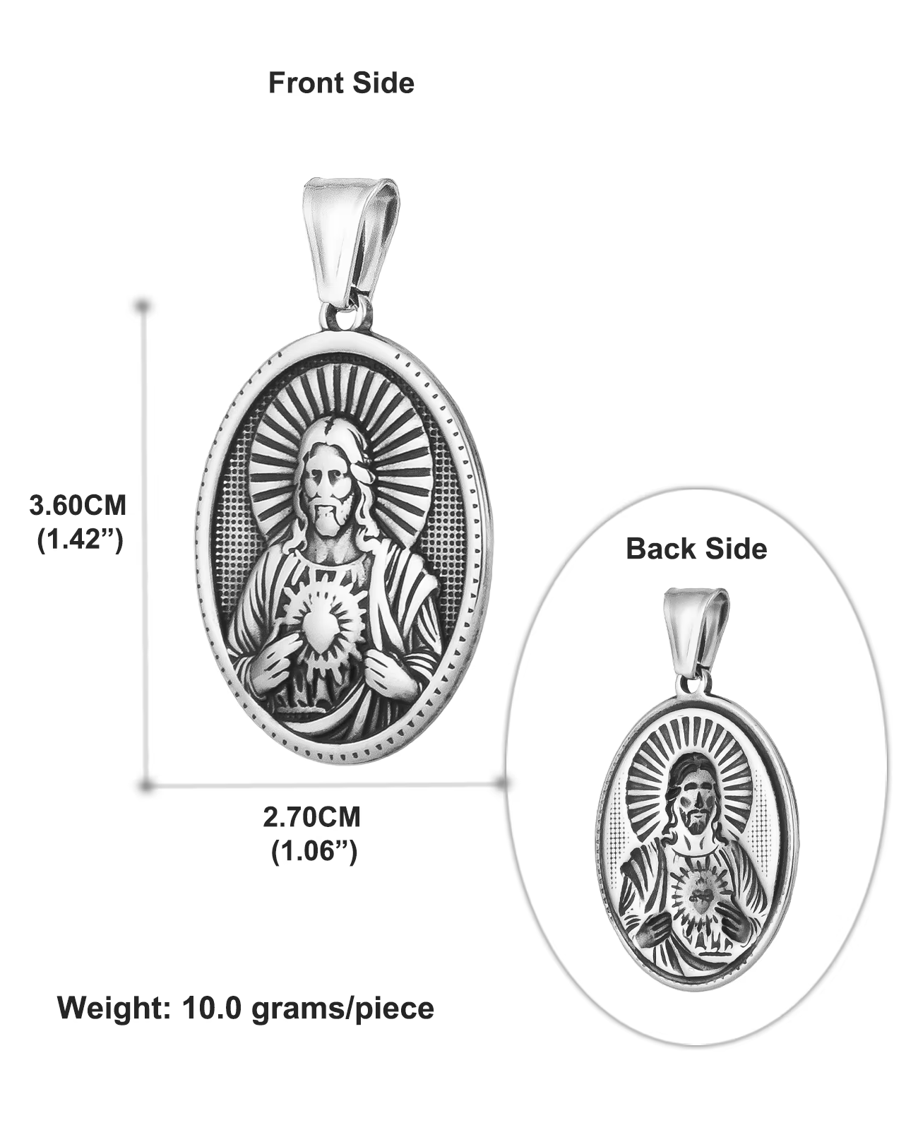 Diyalo 3 couleurs sainte icône sacré coeur de jésus pendentif en acier inoxydable collier à faire soi-même bijoux sacraments cadeaux de Confirmation